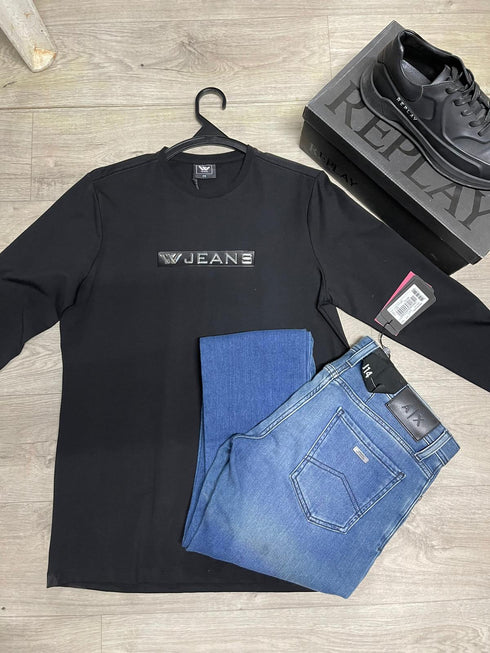 Wjeans Tshirt for men חולצת שרוול ארוך דבליו גינס